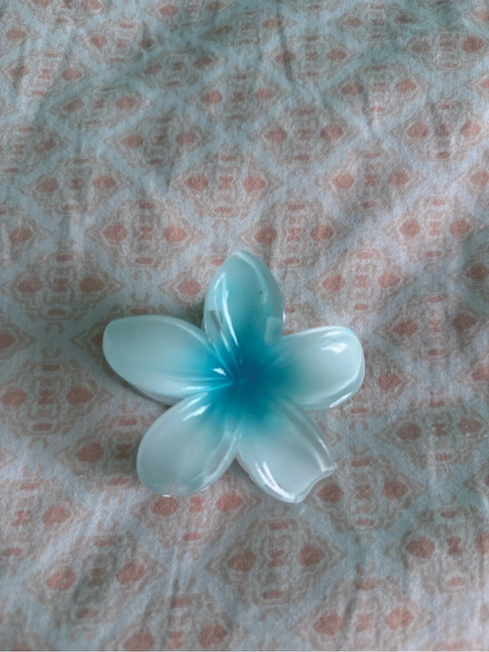 2 Blue Ombre Plumeria Flower Hair Clip